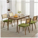 GarveeMore Esszimmerstuhl Moderne Boho Küchenstühle (4 St), (4/6 St)Rattanstuhl Polsterstuhl Wohnzimmerstuhl Samt mit Rückenlehne grün