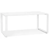 KADIMA DESIGN Schreibtisch Moderner Bürotisch, Glas & Metall, 160x80 cm, Arbeitstisch Homeoffice, Bodenschutz weiß