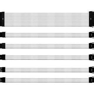 Cooler-Master-PVC-Netzteil-Verlängerungskabel-Kit - 16AWG mit 3-lagigem PVC-Gehäuse, ATX-kompatibel mit Universalsteckern, 30 cm Länge, unterstützt High-End-CPU- und GPU-Systeme- Weiß