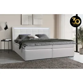 Collection AB Boxspringbett COLLECTION AB "30 Jahre Jubiläums-Modell Athena", weiß, B:193cm L:208cm, Holzwerkstoff, Spanplatte, Komplettbetten, Boxspringbett, in H2,H3 & H4, wahlweise mit LED-Leiste, Topseller
