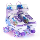 TOMSHOO Rollschuhe für Mädchen, Rollschuhe Mädchen 4 Größen Verstellbar, Kinder Rollschuhe mit 8 LED-Rädern, Bequem & Atmungsaktiv, Roller Skates mit Mehreren Schutzschichten, Geeignet für Anfänger