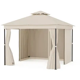 Blumfeldt Mondo Dual Pavillon 3 x 3 m inkl. Moskitonetz Beige