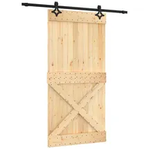 vidaXL Schiebetür rechts 100 x 210 cm Natürlich/Schwarz