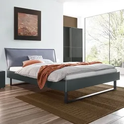 Bett Kumari 140x210 cm Dunkelgrau klassischer Stil