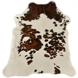 KUHFELL online & NOMAD Fellteppich KALBFELL MINI KUHFELL BRAUN WEISS TRICOLOR CA. 90 x 90 cm braun|weiß
