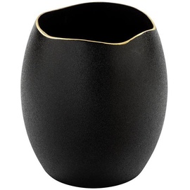 Fink Kalea Übertopf,Vase,Keramik,schw,m.Goldr. H15,D13 120091