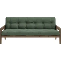 Schlafsofa KARUP DESIGN Sofas Gr. B/H/T: 204cm x 40cm x 90cm, Gestell: Carob Brown, grün (olivgrün) Mit Holzstruktur, inkl. Futonmatratze, Liegefläche 130x190 cm