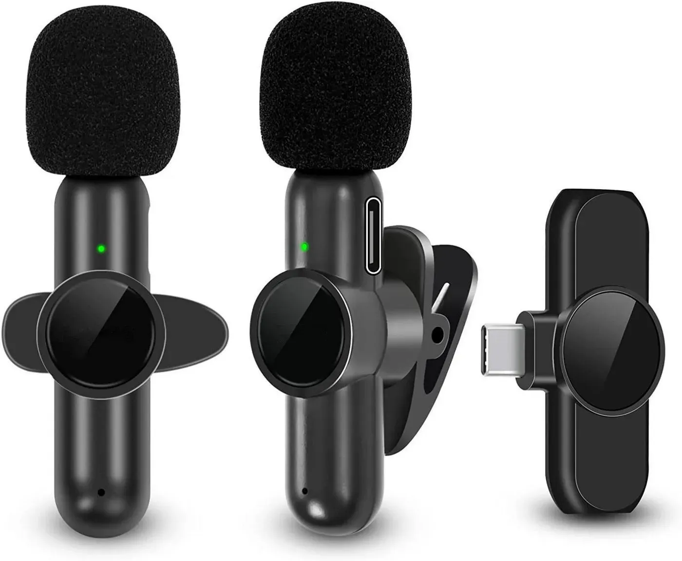 Gontence Mikrofon Kabelloses Lavalier-Mikrofon,Mini Mikrofon für Smartphone (automatische Synchronisierung,Keine APP und Bluetooth erforden)