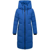 Navahoo Damen Wintermantel warmer Steppmantel mit 2-Wege Reißverschluss, wasserdichten Reißverschlüssen und verstellbarer Kapuze Schokokuss XIV Galaxy Blue Gr. 5XL - 5XL