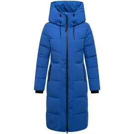 Navahoo Damen Wintermantel warmer Steppmantel mit 2-Wege Reißverschluss, wasserdichten Reißverschlüssen und verstellbarer Kapuze Schokokuss XIV Galaxy Blue Gr. 5XL - 5XL