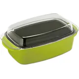 Relaxdays Bräter mit Glasdeckel grün