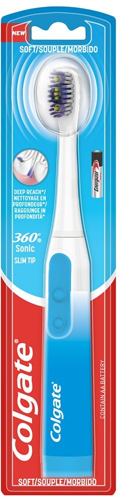 Colgate® 360°® Sonic Slim Tip Brosse à dents électrique à piles Souple 1 pc(s) brosse(s) à dents