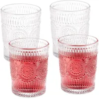Relaxdays Trinkgläser, 4er Set, 300 ml, Vintage Gläser Wasser,