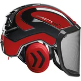 PROTOS® Sicherheitshelm Integral Forest Gehörschutz, Farbe:schwarz/rot, Ausstattung:feines Visier