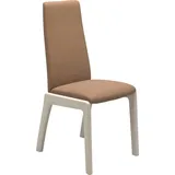 Polsterstuhl STRESSLESS "Laurel", braun (latte batick, eiche gekalkt), B:57cm H:92cm T:59cm, Leder BATICK: BATICK ist ein leicht korrigiertes, durchgefärbtes und genarbtes Möbelleder, bei dem die meisten Unebenheiten und Spuren in der Regel entfernt wurden., Stühle, Low Back, Größe L, mit abgerundeten Beinen in Eiche gekalkt