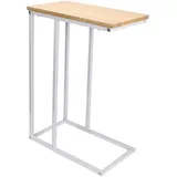 Woltu Beistelltisch Kaffeetisch Couchtisch Sofatisch Nachttisch Betttisch Laptoptisch, Gestell aus Metall, Tischplatte aus mdf, 45x25x63,5cm(BxTxH), Hell