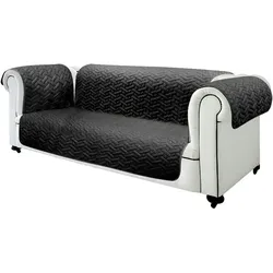 Starlyf Sofa Cover Dreisitzer, Sofahusse, Sofaauflage, wasserabweisend, wendbar schwarz und grau, 190x290 cm, Sofabezug