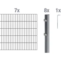 GAH Alberts Alberts Komplettset Doppelstabmattenzaun Anthrazit, 2 m Matten, Höhe 80 - 200 cm, Länge 4 - 30 m