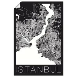 Poster ARTLAND "Retro Karte Istanbul Schwarz & Weiß", schwarz (farbe bild(er): schwarz), B:20cm H:30cm, Papier, Bilder, als Alubild, Leinwandbild, Wandaufkleber oder Poster in versch. Größen