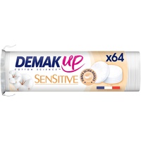 Demak'Up Sensitive Wattepads zum Abschminken – Gesicht und Augen – 100% natürliche Baumwollfasern – 64 Wattepads