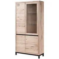 MASSIVMOEBEL24.DE Vitrine Wildeiche 103x40x205 bianco geölt VILLANDERS #201