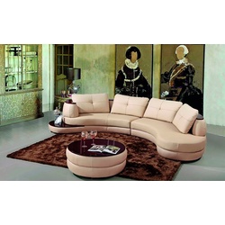 JVmoebel Sofa Designersofa Ecksofa Wohnlandschaft Rundsofa Ledersofa Couch Sofa, Made in Europe beige