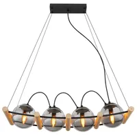 GLOBO Leona 4-flg. 22 cm eckig Schwarz/Holz/Rauchglas