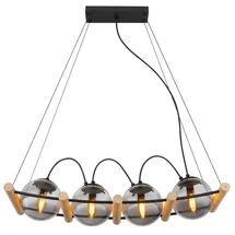GLOBO Leona 4-flg. 22 cm eckig Schwarz/Holz/Rauchglas