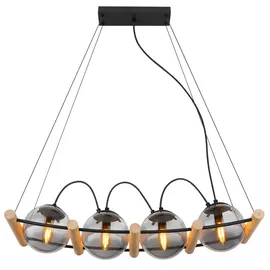 GLOBO Leona 4-flg. 22 cm eckig Schwarz/Holz/Rauchglas