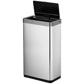 Proregal Sensor Abfallbehälter Aus Mattem Edelstahl 80 Liter HxBxT 72,2 x 47 x 27,8 cm Automatische Öffnung&Schließung Silber