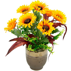 Gestecke Sonnenblumen Sonnenblume, I.GE.A., Höhe 40 cm, Im Topf aus Keramik gelb