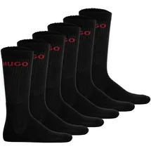 Hugo Herren Socken, 6er Pack - RIB LOGO, Logo, gerippt, uni Schwarz 39-42