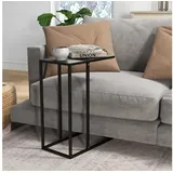 furnicato Beistelltisch C-Form 46L x 26B x 60Hcm Schwarz (1-St), Stabiler Laptop-Tisch, platzsparend am Sofa oder Bett positionierbar schwarz