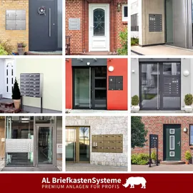 AL Briefkastensysteme 4 Fächer Premium Edelstahl Stand Briefkasten Anlage für Post A4 modern, robust, wetterfest, Artikelnummer: 132V4DZS2