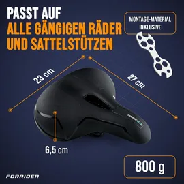 FORRIDER Fahrradsattel 23 cm Schwarz