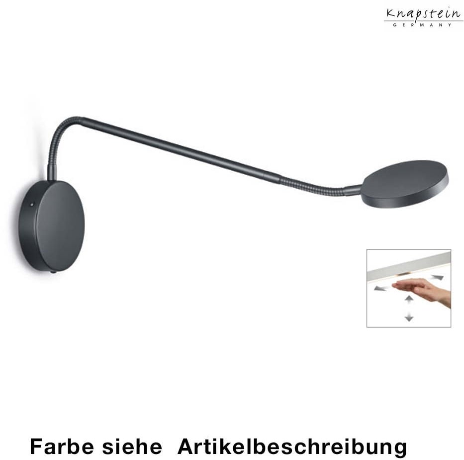 Knapstein LED Flexarm-Wandleuchte THEA-W, 10.8W 2700K, CRi >90, dimmbar, mit Gestensteuerung, dimmbar, Mattnickel GKS-21.845.05