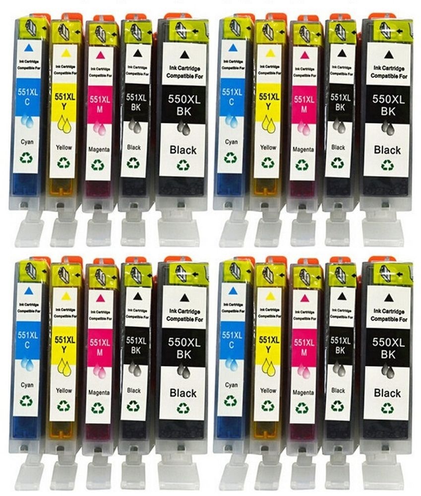 20 kompatible Tintenpatronen Canon PGI-550 black & CLI-551 cyan, magenta, yellow und black in XL Füllmenge für Canon Pixma IP7240, IP7250, IP5720...