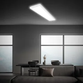 Briloner - LED Deckenlampe 98cm mit indirektem Licht, flach, neutralweißes Licht, Lampe, Deckenleuchte, Wohnzimmerlampe, LED Panel, Küchenlampe, Deckenbeleuchtung, 98x20x3 cm, Backlight