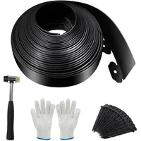 SDLDEER Flexible Rasenkante Kunststoff, 10m Lang 5cm Hoch Rasenkanten mit 100 Erdanker, Plastic Beeteinfassung Kunststoff Gartenzaun Beetumrandung Rasenbegrenzung, Schwarz