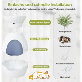 Costway Katzentoilette Blumentopf-Stil 63 L Weiß