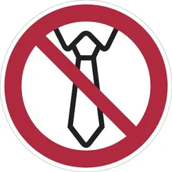 Verbotsschild, Bedienung mit Krawatte verboten - praxisbewährt - 100 mm Folie selbstklebend