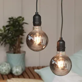 Hellum 2er Set Hängelampe außen Batterie + Fernbedienung, G95 9,5 x1 3,7 cm, dimmbar