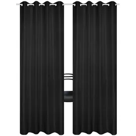 HOMEbasics 53350 Ösenschal Doppelpack Atlantik, Blickdicht, 235x140 cm, Farbe:schwarz, Größe:235 x 140 cm
