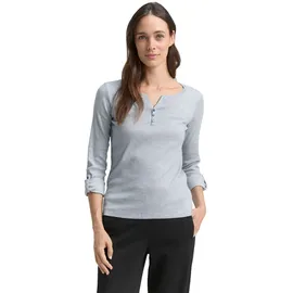 Tom Tailor Henley Langarm-T-Shirt Offwhite Navy Small Stripe XS