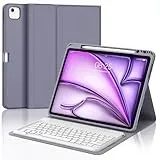 IVEOPPE Tastatur für iPad Air 13 2024 (M2), Hülle mit Tastatur für iPad Air 13", Magnetisch Abnehmbare Bluetooth QWERTZ Tastatur für iPad Air 13 Zoll (M2) 2024, Lila