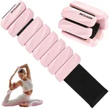 BECOJADDE Gewichtsmanschetten fuß 0.45 KG Je Gewichte für Beine und Arme Set 2 Ankle Weights Handgelenk Gewichte Knöchelgewichte Fussgewichte für Joggen Cardio Aerobic Krafttraining Wolkenrosa