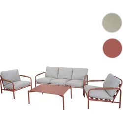 Aluminium-Gartengarnitur HWC-O11, Outdoor 3-Sitzer Sitzbank Sessel Sofa, Olefin (205 g/m¬≤) ~ terrakotta Polster beige