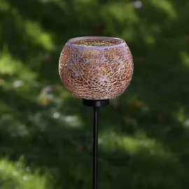 MARELIDA Windlicht Teelichthalter Deko Mosaik Gartenstecker Gartenstab orange