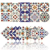 Cendray 20 Stück Fliesenaufkleber für Küche und Bad, PVC Wasserdicht Mosaik Retro Style Badezimmer Fliesenaufkleber, Badezimmer Fliesenaufkleber Wasserfest Klebefliesen (Stil-3,20x20cm)