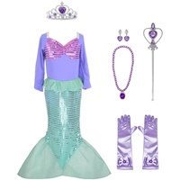Lito Angels Prinzessin Arielle Meerjungfrau Kleid Kostüm Party Verkleidung mit Zubehör für Kinder Mädchen Größe 9-10 Jahre 140 (Tag-Nummer 150)